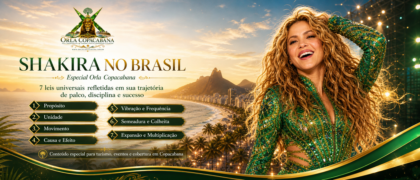 Shakira no Brasil e as sete leis universais, especial Orla Copacabana